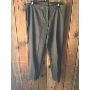 Ellen Tracy Size 8 Brown Dress Pants Flat Front Pockets Business Office Work